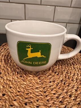 John Deere White Mug with Green and Yellow Logo